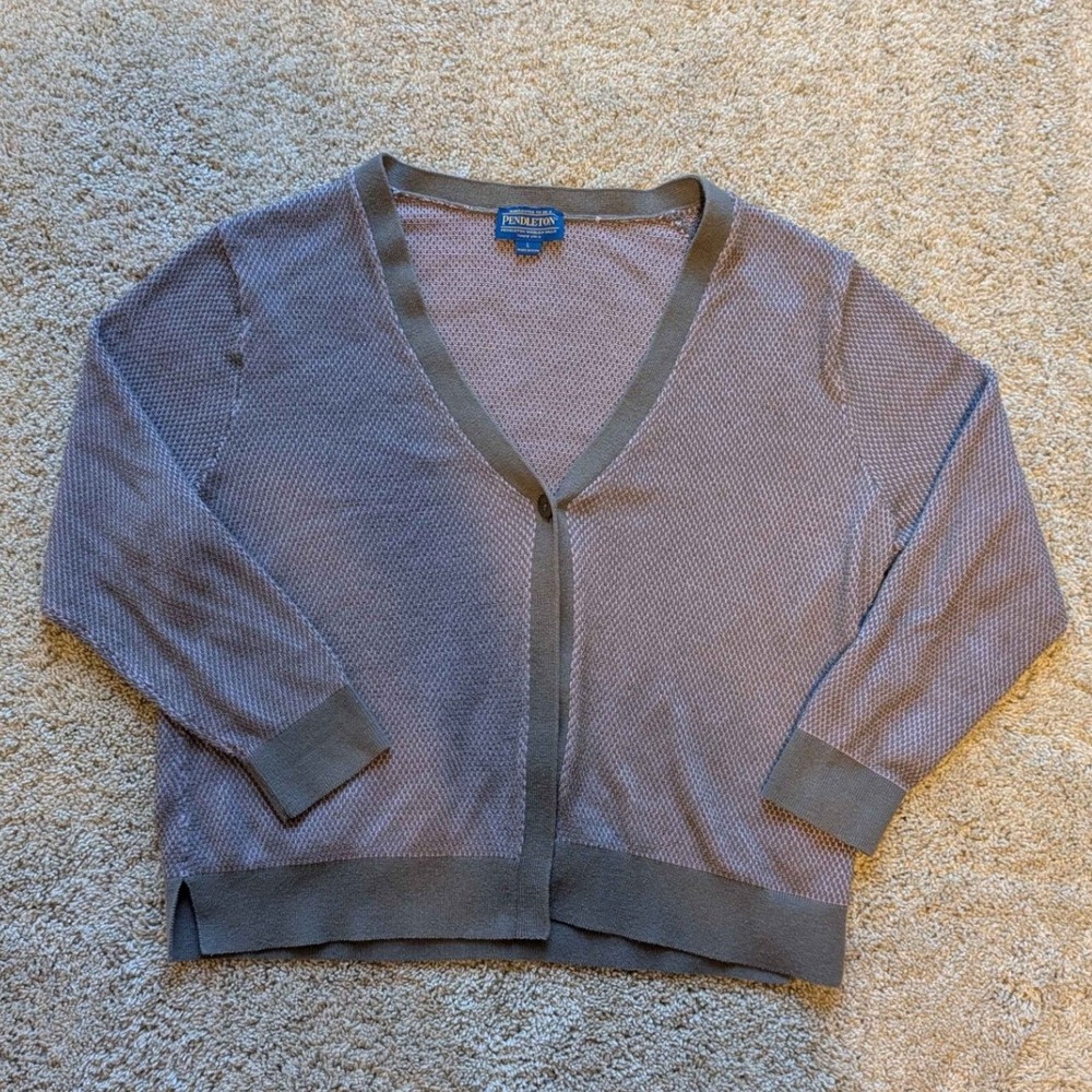 Pendleton Women's Cardigan Sweater Size L V-Neck Button‎ Front Knit